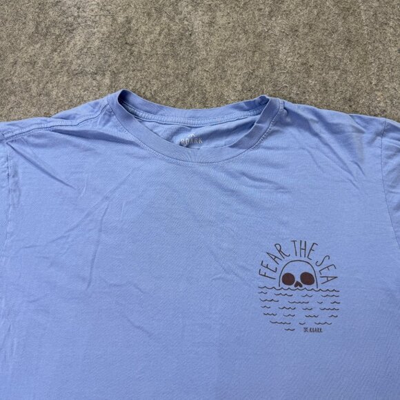 Roark T-Shirt Men L Blue Fear The Sea Crew Neck Short Sleeve Garment Dyed - Picture 1 of 13
